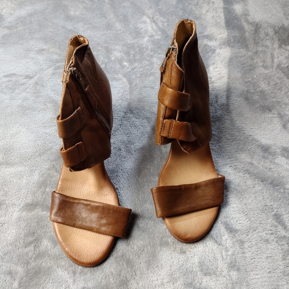 Miz Mooz Brennan Leather Heeled Sandals Womens EU 40 US 9.5 M Brown - Picture 1 of 10